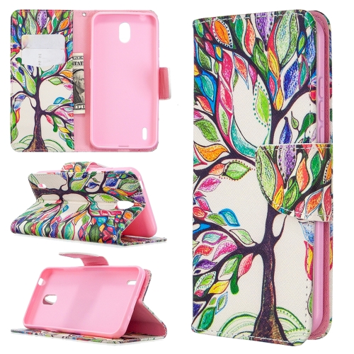 

For Nokia 1.3 Colored Drawing Pattern Horizontal Flip Leather Case with Holder & Card Slots & Wallet(Life Tree)
