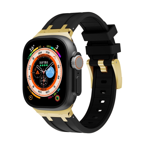 

AP Silicone Watch Band For Apple Watch 8 41mm(Gold Black)