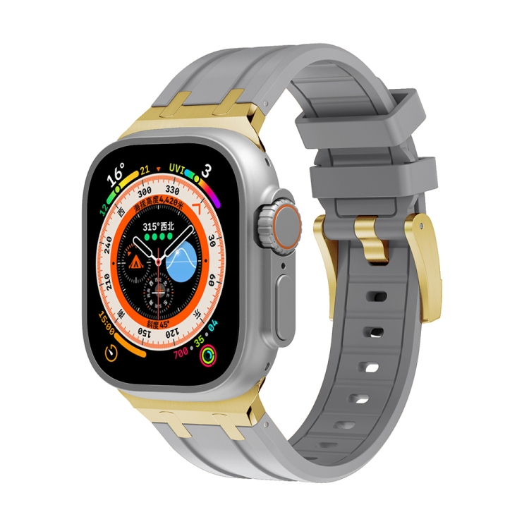 

AP Silicone Watch Band For Apple Watch 7 45mm(Gold Grey)