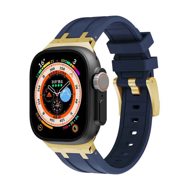 

AP Silicone Watch Band For Apple Watch 5 40mm(Gold Blue)