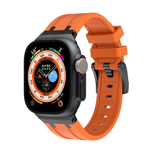 

AP Silicone Watch Band For Apple Watch 5 44mm(Black Orange)