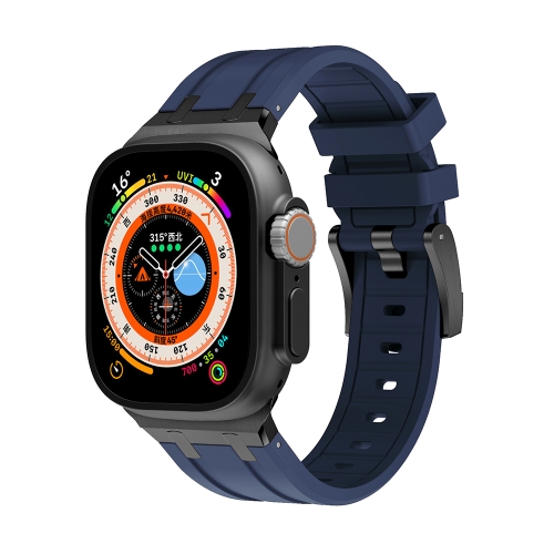 

AP Silicone Watch Band For Apple Watch 3 38mm(Black Blue)