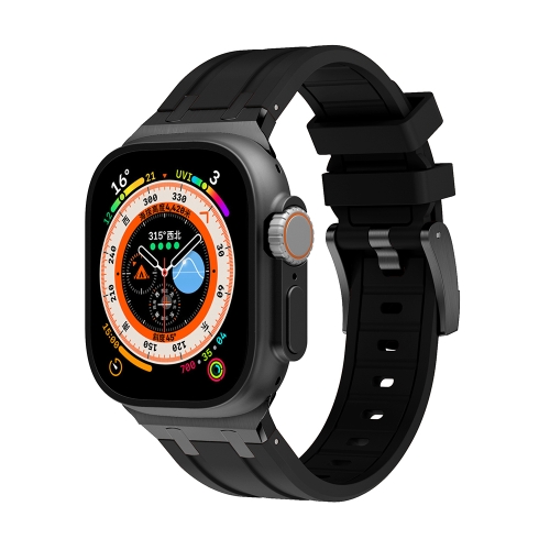 AP Silicone Watch Band For Apple Watch SE 2023 44mm(Black Black) ремешок deppa band silicone для apple watch 42 44 mm силиконовый