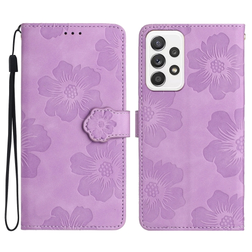 

For Samsung Galaxy A23 5G Flower Embossing Pattern Leather Phone Case(Purple)