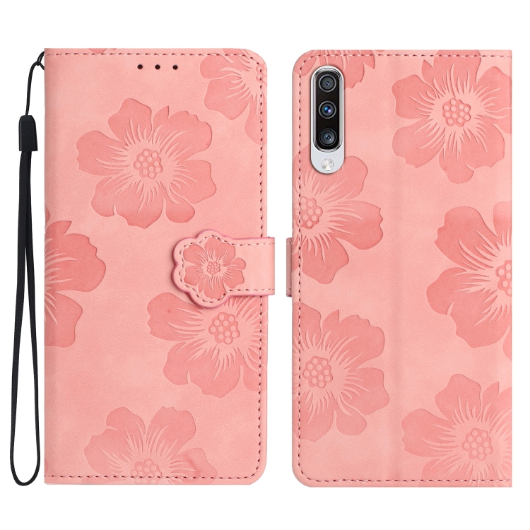 

For Samsung Galaxy A50 Flower Embossing Pattern Leather Phone Case(Pink)