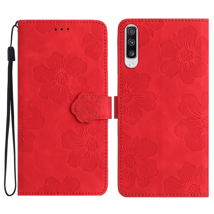 

For Samsung Galaxy A70 Flower Embossing Pattern Leather Phone Case(Red)