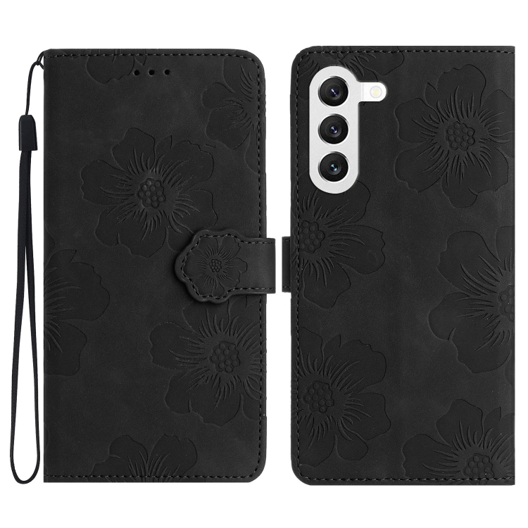 

For Samsung Galaxy S24 5G Flower Embossing Pattern Leather Phone Case(Black)
