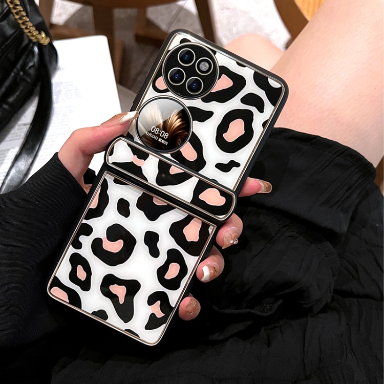 

For Huawei P50 Pocket Leopard Pattern Fold Hinge Phone Case(Black)