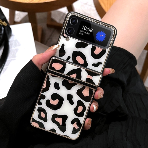 

For Samsung Galaxy Z Flip4 Leopard Pattern Fold Hinge Phone Case(Black)