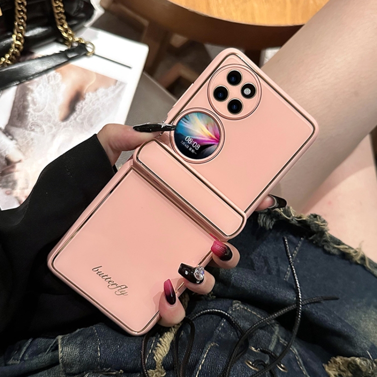 

For Huawei P50 Pocket Solid Color Series Fold Hinge Phone Case(Pink)