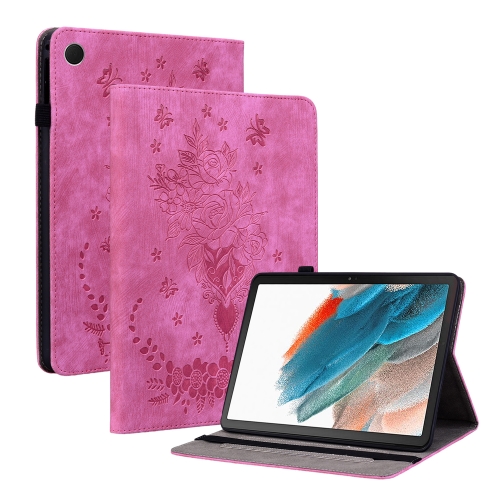 

For Samsung Galaxy Tab S6 Lite P610 Butterfly Rose Embossed Leather Smart Tablet Case(Rose Red)