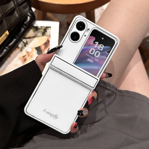 

For OPPO Find N2 Flip Solid Color Series Fold Hinge Phone Case(White)