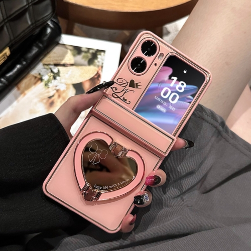 

For OPPO Find N2 Flip Love Mirror Style Fold Hinge Phone Case(Pink)