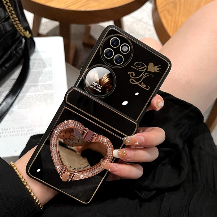 

For Huawei P50 Pocket Love Mirror Style Fold Hinge Phone Case(Black)