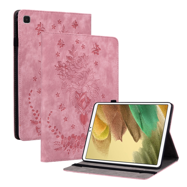 

For Samsung Galaxy A7 Lite T220 / T225 Butterfly Rose Embossed Leather Tablet Case(Pink)