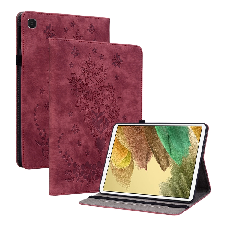 

For Samsung Galaxy A7 Lite T220 / T225 Butterfly Rose Embossed Leather Tablet Case(Red)