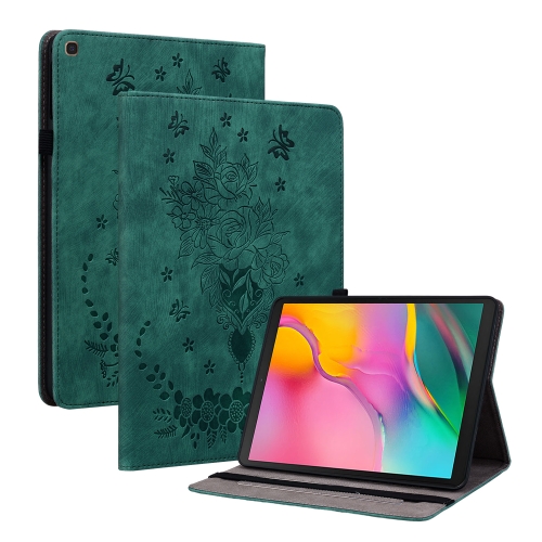 

For Samsung Galaxy Tab A 10.1 2019 T510 Butterfly Rose Embossed Leather Tablet Case(Green)