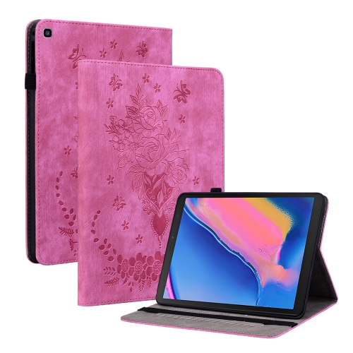 

For Samsung Galaxy Tab A 8.0 2019 T290 Butterfly Rose Embossed Leather Tablet Case(Rose Red)