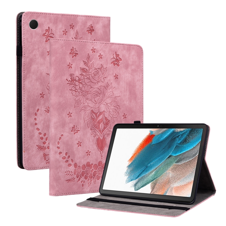 

For Samsung Galaxy Tab А9+ Butterfly Rose Embossed Leather Tablet Case(Pink)