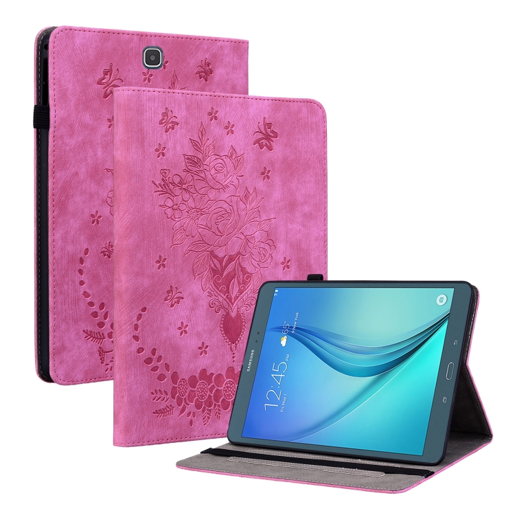 

For Samsung Galaxy Tab A 9.7 T550 T555 Butterfly Rose Embossed Leather Tablet Case(Rose Red)