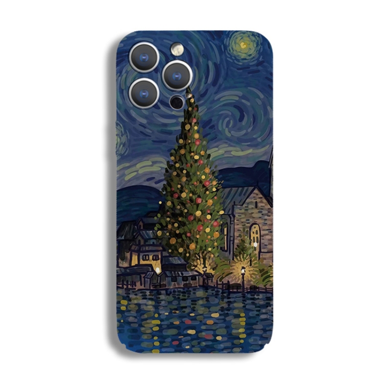 

For iPhone 14 Plus Precise Hole Oil Painting Pattern PC Phone Case(Castle)