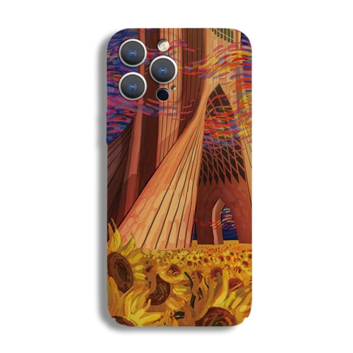 

For iPhone 14 Plus Precise Hole Oil Painting Pattern PC Phone Case(Architectural Painting)