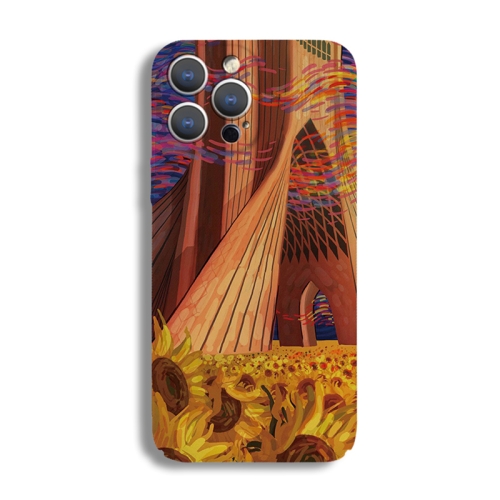 

For iPhone 14 Pro Precise Hole Oil Painting Pattern PC Phone Case(Architectural Painting)