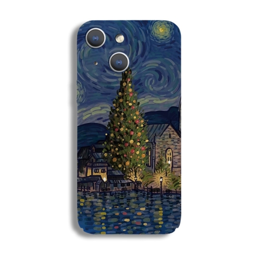 

For iPhone 15 Plus Precise Hole Oil Painting Pattern PC Phone Case(Castle)