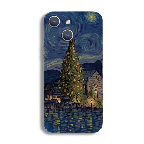 For iPhone 15 Precise Hole Oil Painting Pattern PC Phone Case(Castle)