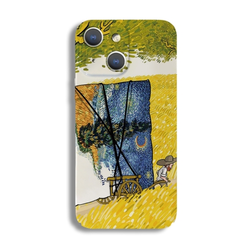 

For iPhone 15 Precise Hole Oil Painting Pattern PC Phone Case(Handcart)