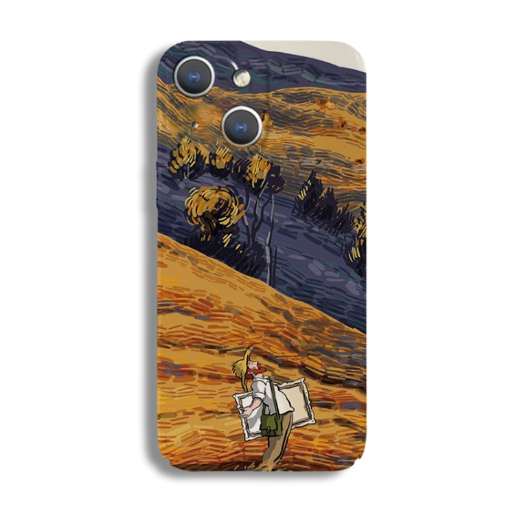 

For iPhone 15 Precise Hole Oil Painting Pattern PC Phone Case(Evening Breeze)