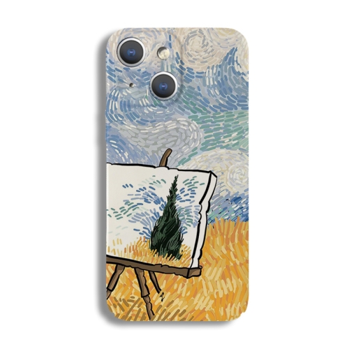 

For iPhone 15 Precise Hole Oil Painting Pattern PC Phone Case(Landscape Painting)