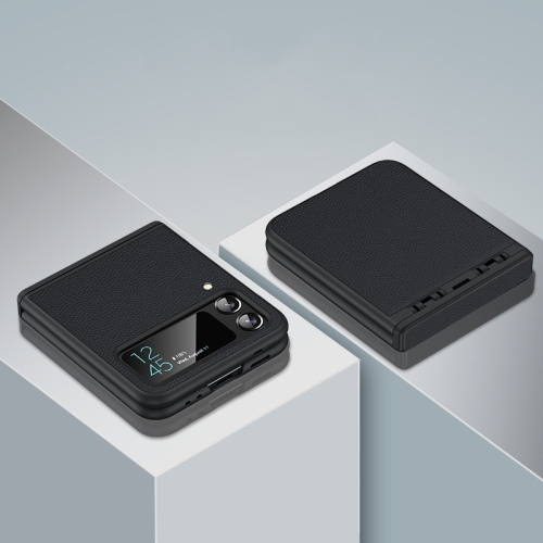 

For Samsung Galaxy Z Flip4 Litchi Texture Fold Hinge Phone Case(Black)