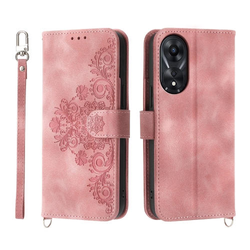 

For OPPO A78 5G Global/A58x Global/A1x 5G Skin-feel Flowers Embossed Wallet Leather Phone Case(Pink)