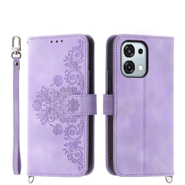 

For OPPO A6 Pro 4G / 5G Global / F31 5G Skin Feel Flowers Embossed Wallet Leather Phone Case(Purple)