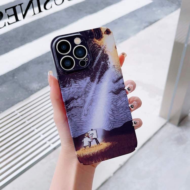 

For iPhone 13 Pro Max Precise Hole Oil Painting Pattern PC Phone Case(Shine)