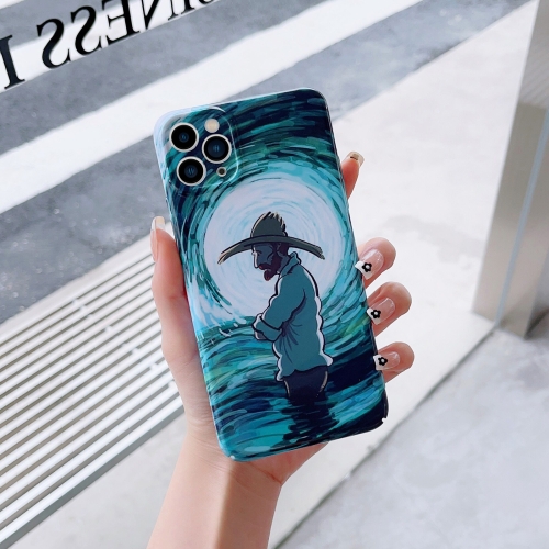 

For iPhone XR Precise Hole Oil Painting Pattern PC Phone Case(Thinker)