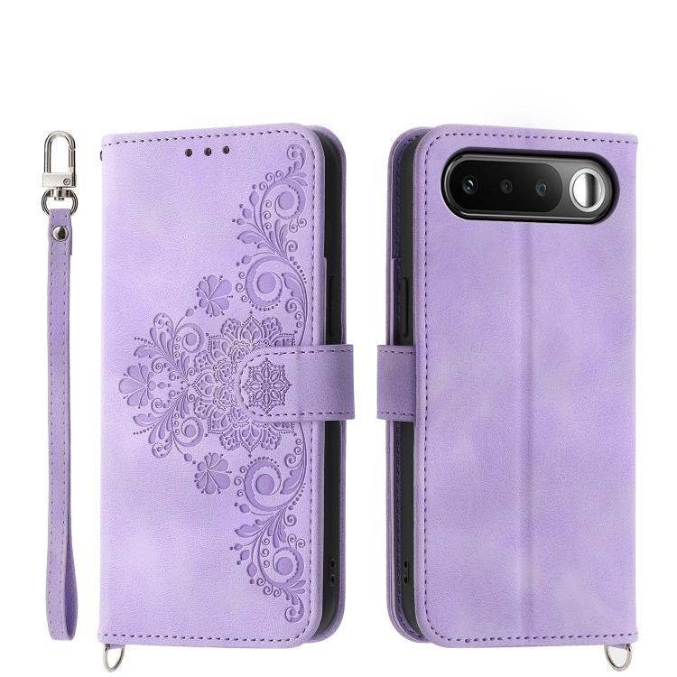 

For Realme 16 5G Skin Feel Flowers Embossed Wallet Leather Phone Case(Purple)