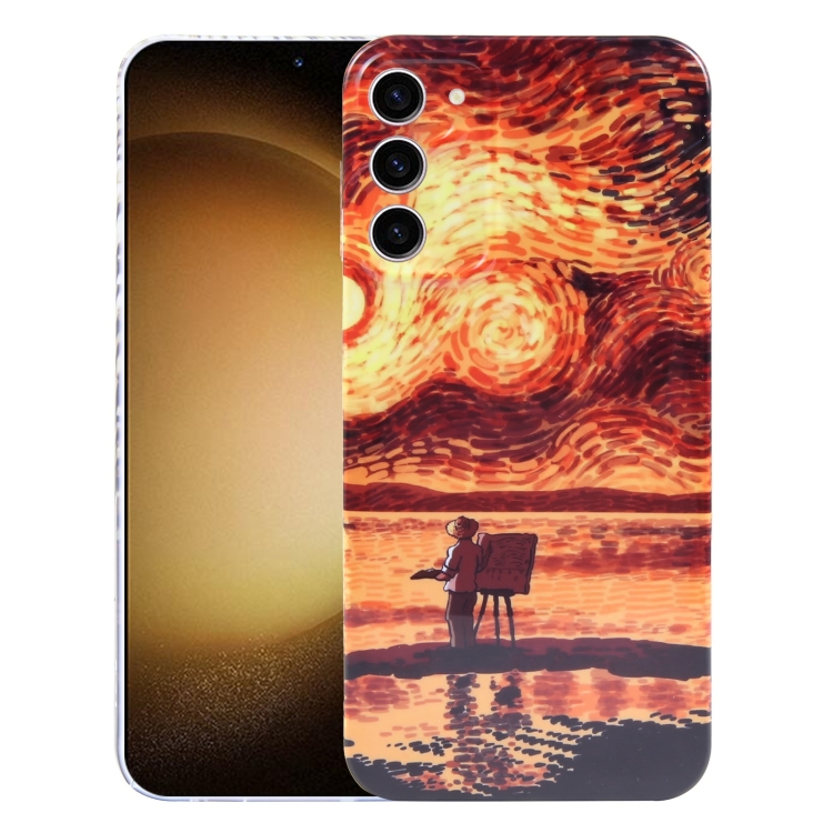 

For Samsung Galaxy S23+ 5G Precise Hole Oil Painting Pattern PC Phone Case(Sunset)