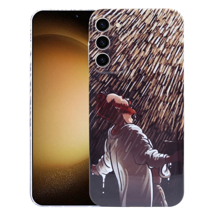 

For Samsung Galaxy S23+ 5G Precise Hole Oil Painting Pattern PC Phone Case(Rain)