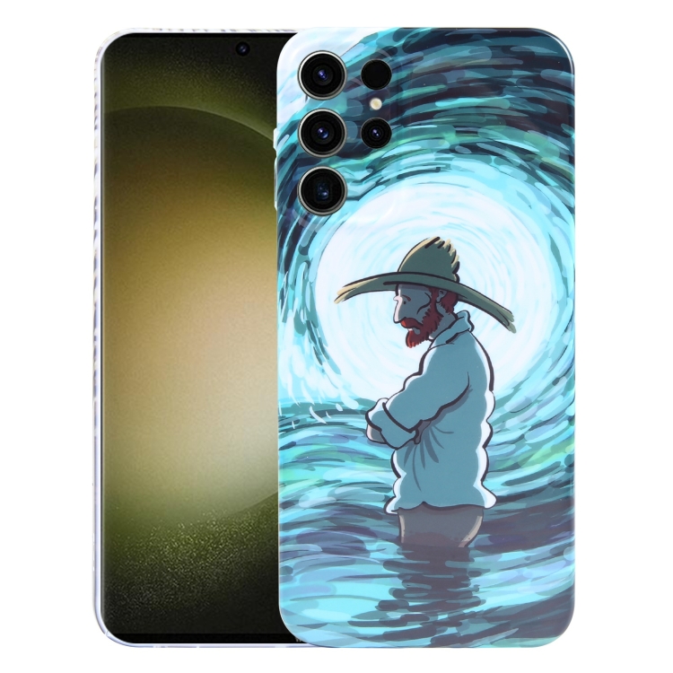 

For Samsung Galaxy S23 Ultra 5G Precise Hole Oil Painting Pattern PC Phone Case(Thinker)