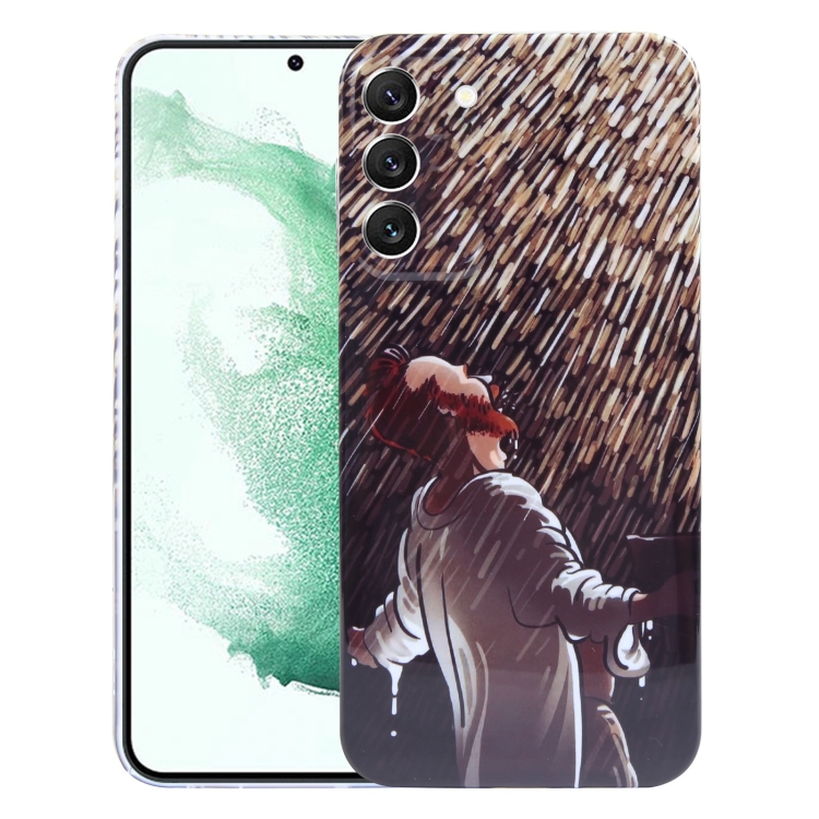 

For Samsung Galaxy S22+ 5G Precise Hole Oil Painting Pattern PC Phone Case(Rain)
