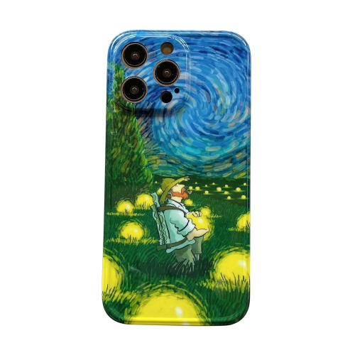 

For iPhone 14 Pro Max Oil Painting Pattern IMD Straight TPU Phone Case(Field)