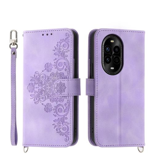 

For Huawei nova 13 Pro Skin Feel Flowers Embossed Wallet Leather Phone Case(Purple)