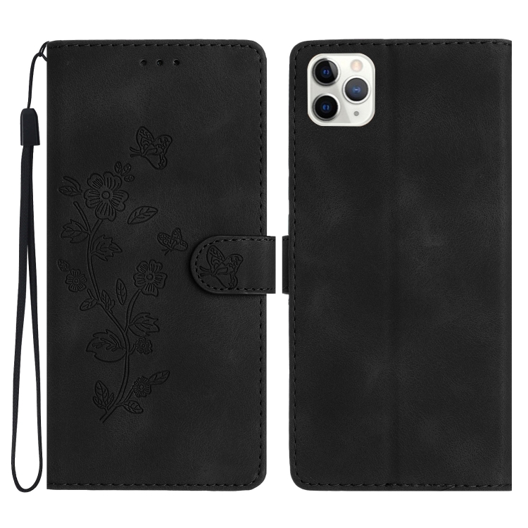 

For iPhone 11 Pro Flower Embossing Pattern Leather Phone Case(Black)