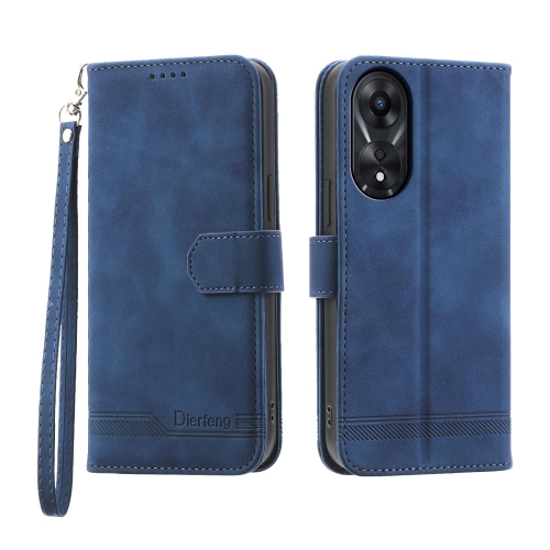 

For OPPO A78 5G Global/A58x Global/A1x 5G Dierfeng Dream Line TPU + PU Leather Phone Case(Blue)