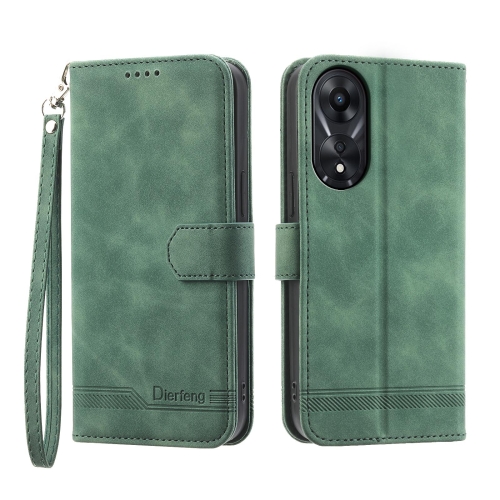 

For OPPO A78 5G Global/A58x Global/A1x 5G Dierfeng Dream Line TPU + PU Leather Phone Case(Green)