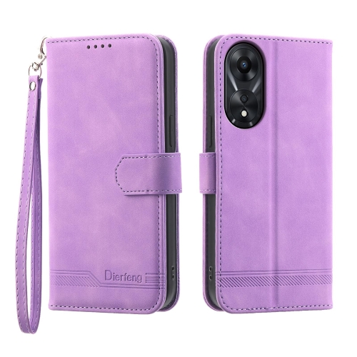 

For OPPO A78 5G Global/A58x Global/A1x 5G Dierfeng Dream Line TPU + PU Leather Phone Case(Purple)