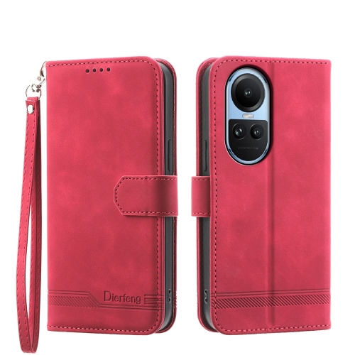 

For OPPO Reno10 Global/Reno10 Pro Global Dierfeng Dream Line TPU + PU Leather Phone Case(Red)