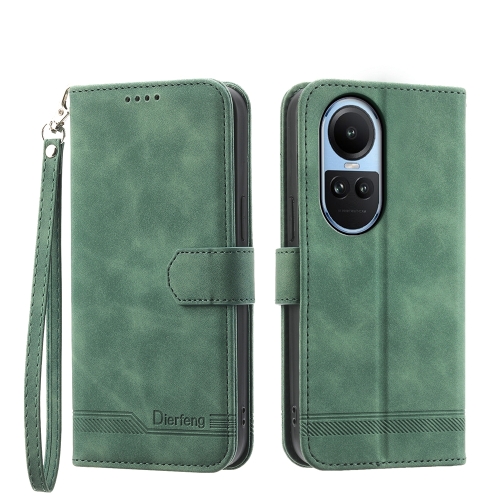 

For OPPO Reno10 Global/Reno10 Pro Global Dierfeng Dream Line TPU + PU Leather Phone Case(Green)